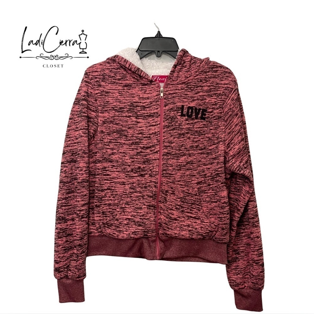 Love Pink and Black Women Long Sleeve Fleece Zebra Print Hoodie Large